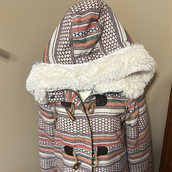 Roxy Pink and White Teddy Jacket Cozy Faux Fur - Picture 8 of 11